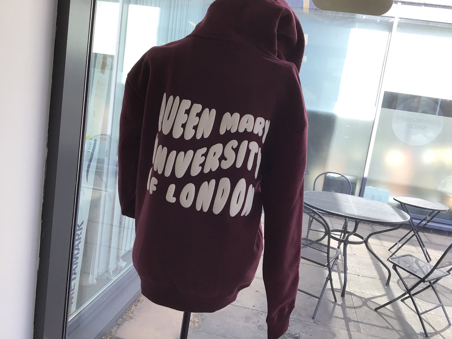 NEW QMUL OVERSIZED HOODIE BUBBLE PRINT