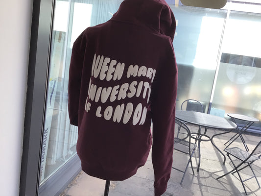 NEW QMUL OVERSIZED HOODIE BUBBLE PRINT