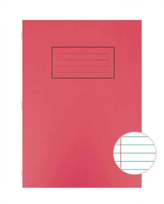 A4 RED / BLUE FEINT MARGIN EXERCISE BOOK