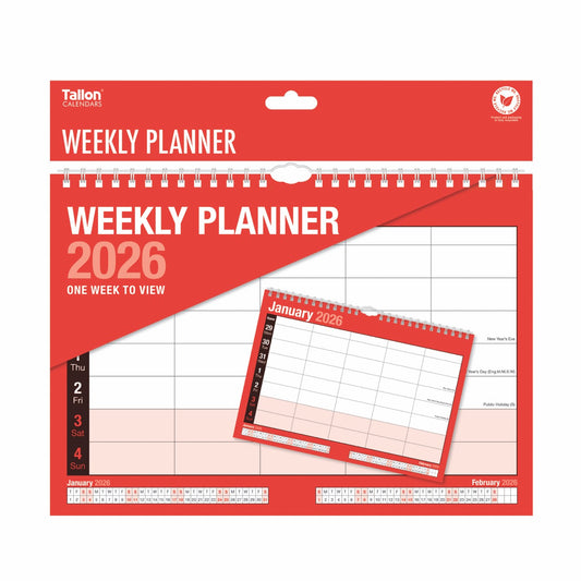 2026 RED & BLACK 5 COLUMN WEEK TO VIEW PLANNER