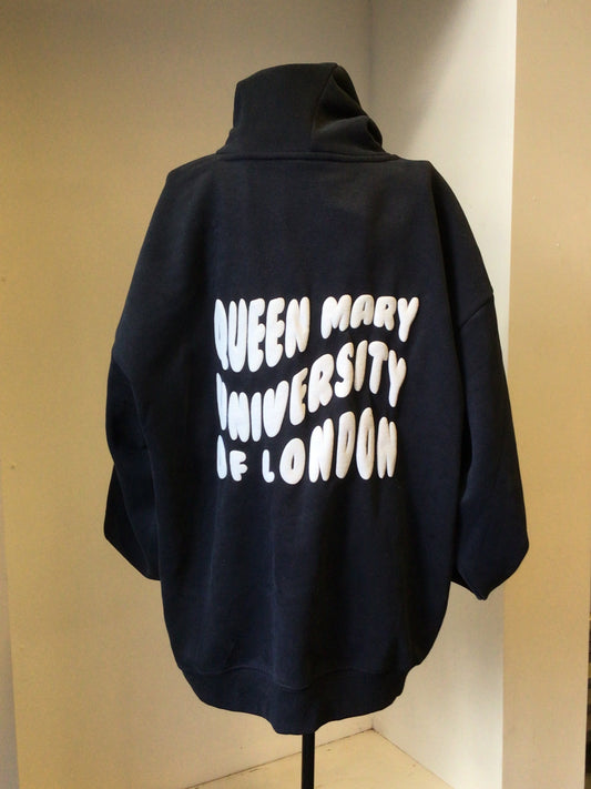 NEW QMUL OVERSIZED HOODIE BUBBLE PRINT